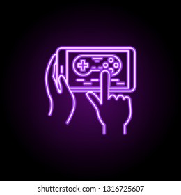 mobile games outline icon. Elements of Game development in neon style icons. Simple icon for websites, web design, mobile app, info graphics