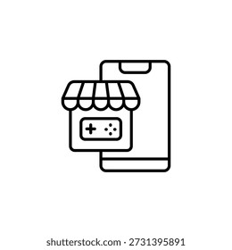 Mobile Gaming Application StoreFront Outline Ícone E Smartphone Digital