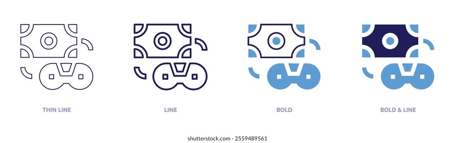 Mobile gaming icon in 4 different styles. Thin Line, Line, Bold, and Bold Line. Duotone style. Editable stroke.