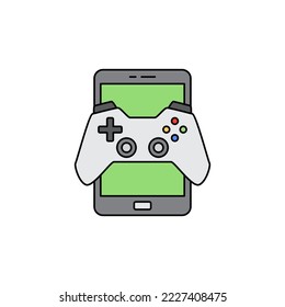 Mobile gaming icon in color, isolated on white background 