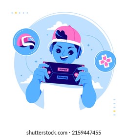 mobile gaming player illustration background