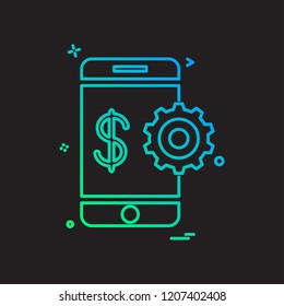 mobile gear dollar icon vector design