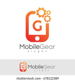 mobile gear initial Letter G Logo design