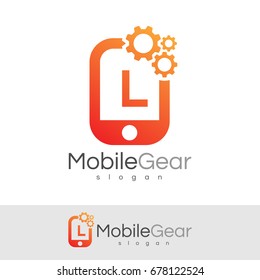 mobile gear initial Letter L Logo design
