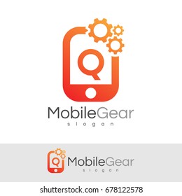 mobile gear initial Letter Q Logo design