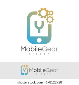 mobile gear initial Letter Y Logo design