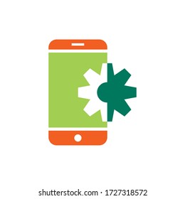 Mobile with gear logo template vector icon design
