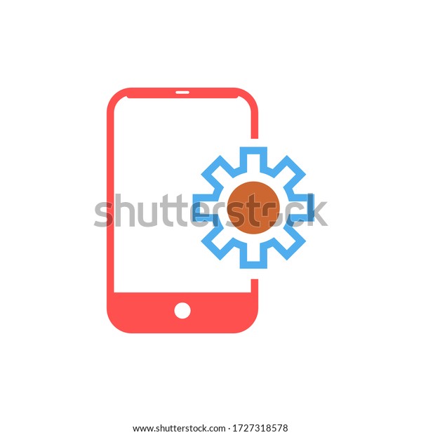 Mobile with\
gear logo template vector icon\
design