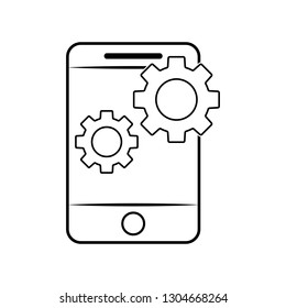 mobile with gears vector icon