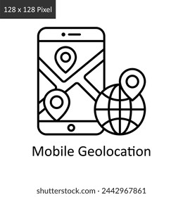 Mobile Geolocation vector outline icon design illustration. Logistics Delivery symbol on White background EPS 10 File