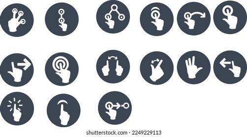 Diseño vectorial de iconos de gesto móviles