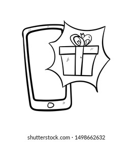 mobile and gift doodle icon vector hand draw