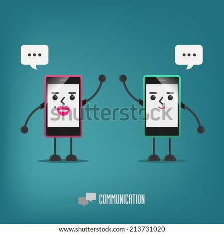 mobile girl and boy talking : communication
