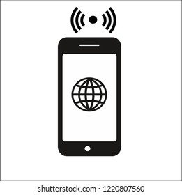 MOBILE GLOBE SIGNAL VECTOR ICON