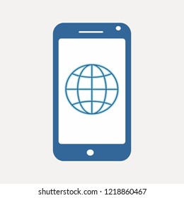 MOBILE GLOBE VECTOR ICON