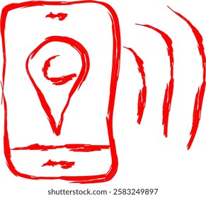 mobile GPS icon in Doodle style