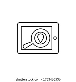 Mobile GPS icon. Map pointer on smartphone screen. Location marker on mobile phone. Navigation sign. Line icon design for perfect web and mobile concept.