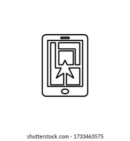 Mobile GPS icon. Map pointer on smartphone screen. Location marker on mobile phone. Navigation sign. Line icon design for perfect web and mobile concept.
