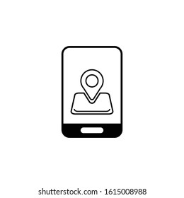 mobile gps icon vector black illustration