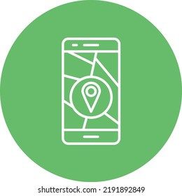 Imagen vectorial del icono de círculo móvil de la línea GPS. También se puede usar para aplicaciones web, aplicaciones móviles y medios impresos.