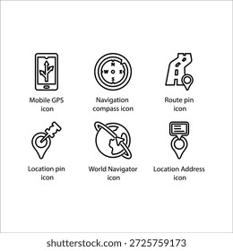 Mobiles GPS, Navigationskompass, Routenpin, Standortpin, World Navigator, Standortadresse, Symbol