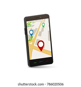 Mobile GPS navigation concept. 3d map vector application for city gps.
