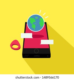 Mobile GPS navigation concept, Smartphone with world earth