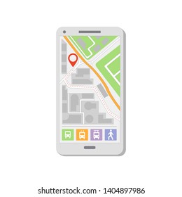 Mobile GPS navigation with different routes location and icon