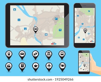 Mobile GPS navigation flat illustration stock illustration