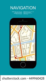 Mobile Gps Navigation with map and pin.