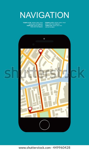 Mobile Gps Navigation\
with map and pin.