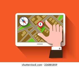 Mobile gps navigation. Modern vector illustration, flat design concept
