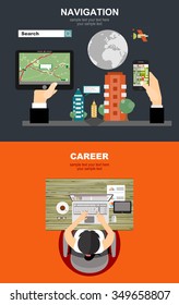 Mobile gps navigation on phone with map. Mobile technologies concept.business analysis and planning, financial strategy, consulting, team work, project management and development.
