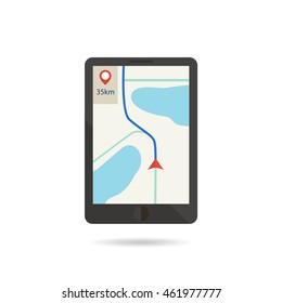 Mobile gps navigation on mobile tablet . Vector .