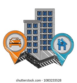 mobile gps navigation route tracker home car buildings
