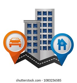 mobile gps navigation route tracker home car buildings