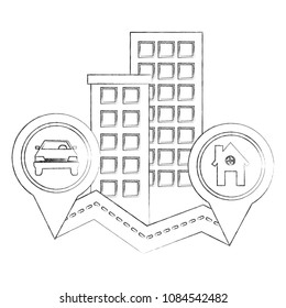 mobile gps navigation route tracker home car buildings