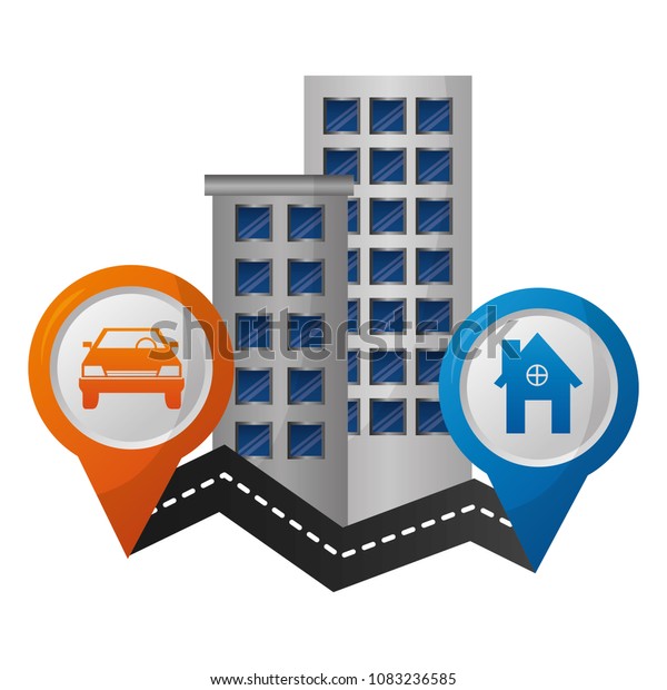 mobile\
gps navigation route tracker home car\
buildings