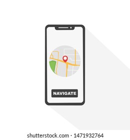 Mobile gps navigation and tracking app concept.