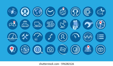 Mobile GPS navigation and travel,  linear vector icons for your website, application and presentation. 