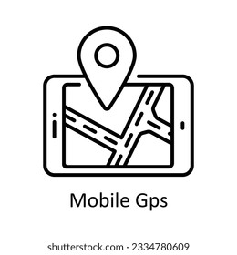 Mobile Gps Outline Icon Design illustration. Map and Navigation Symbol on White background EPS 10 File