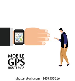 Mobile GPS Route Map Apps Vector Template Design Illustration