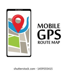 Mobile GPS Route Map Apps, Search Your Location Vector Template Design Illustration