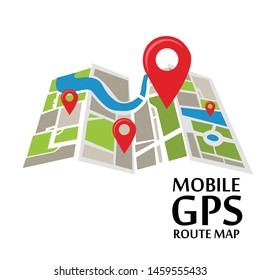 Mobile GPS Route Map Apps, Search Your Location Vector Template Design Illustration