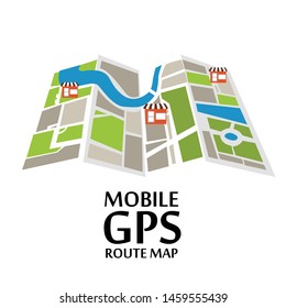 Mobile GPS Route Map Apps, Search Your Location Vector Template Design Illustration
