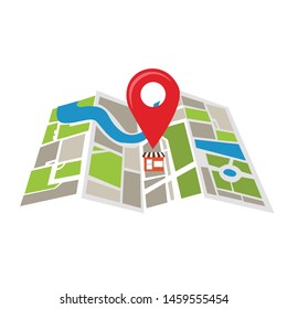 Mobile GPS Route Map Apps, Search Your Location Vector Template Design Illustration