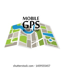 Mobile GPS Route Map Apps, Search Your Location Vector Template Design Illustration