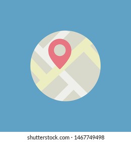 Mobile GPS Route Map Apps, Search Your Location Vector Template Design Illustration