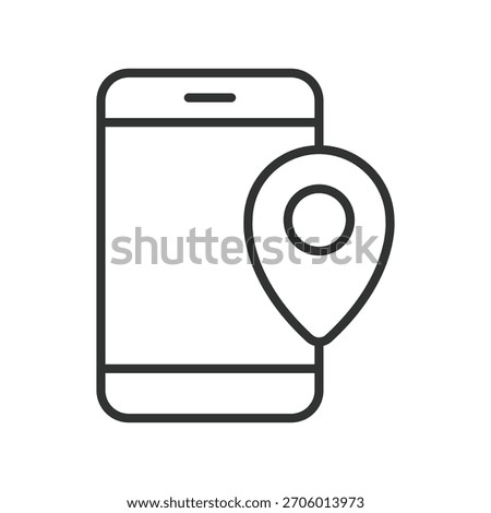 Mobile GPS smartphone icon in line design. mobile GPS, navigation pin, geolocation, smartphone tracking, map point, location marker, route, mobile device on white background vector. Mobile GPS