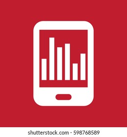 Mobile graph icon on red background